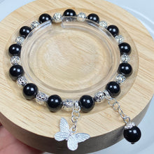 Load image into Gallery viewer, Black Obsidian Bracelet Butterfly Accessories Reiki Crystal Healing Stone Jewelry