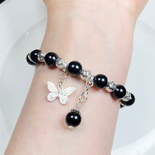 Load image into Gallery viewer, Black Obsidian Bracelet Butterfly Accessories Reiki Crystal Healing Stone Jewelry