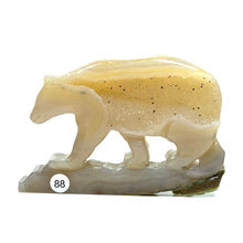Load image into Gallery viewer, Druzy Agate Bear Wolf Statue Crystal Carved Healing Animal Figurine Reiki Gemstone Crafts Home Decoration