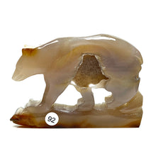 Load image into Gallery viewer, Druzy Agate Bear Wolf Statue Crystal Carved Healing Animal Figurine Reiki Gemstone Crafts Home Decoration