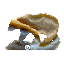 Load image into Gallery viewer, Druzy Agate Bear Wolf Statue Crystal Carved Healing Animal Figurine Reiki Gemstone Crafts Home Decoration