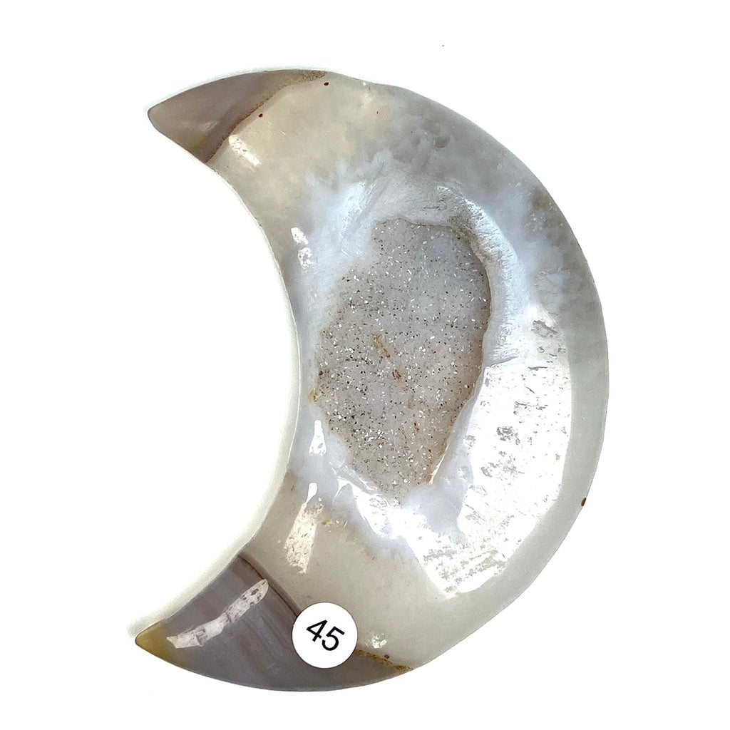 Druzy Agate Moon Shape HandCrafts Polished Gemstone Reiki Healing Quartz Crystals Home Decor