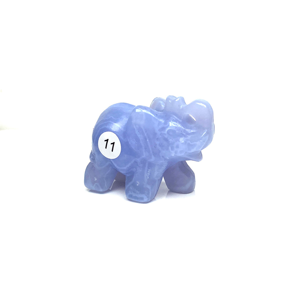 Hand Carved Blue Lace Agate Elephant Figurine crystal Animal Statue Craft Chakra Meditation Home Decor