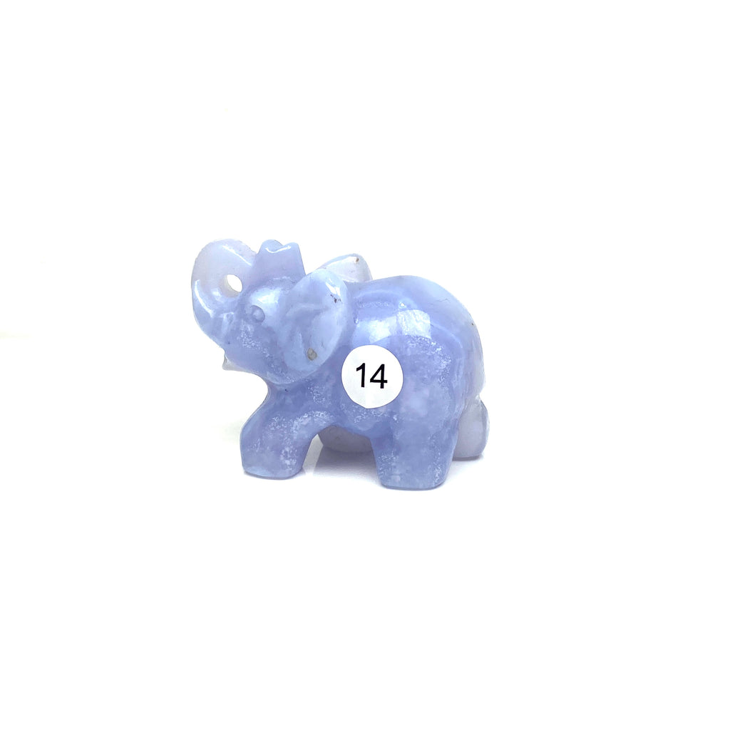 Hand Carved Blue Lace Agate Elephant Figurine crystal Animal Statue Craft Chakra Meditation Home Decor