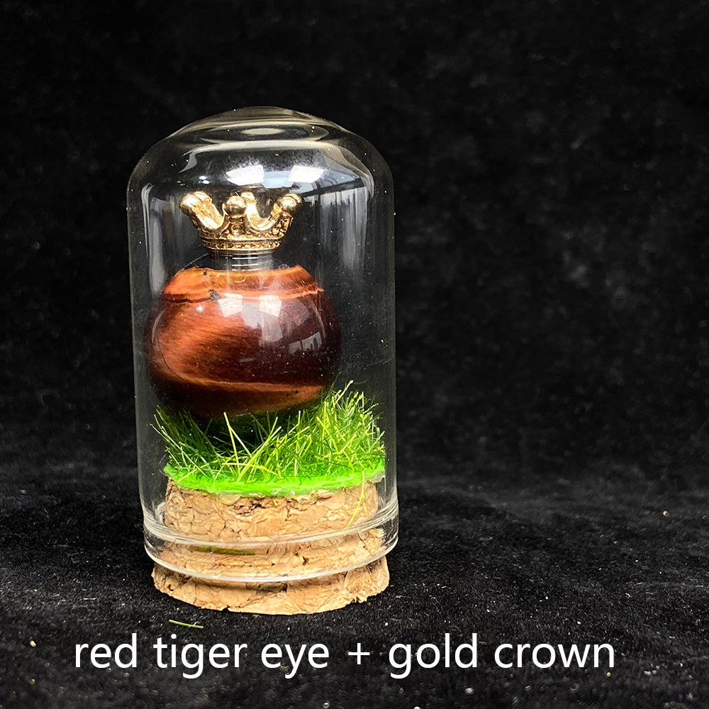 Tiger Eye Stone Sphere With Silver / Gold Crown