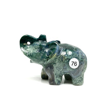 Load image into Gallery viewer, Moss Agate Elephant Carving Animal Sculpture Healing Christmas Home Decoration