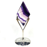 Fluorite Rhombus Mineral Crystal Polished Quartz Reiki Healing Gemstone Room Decoration