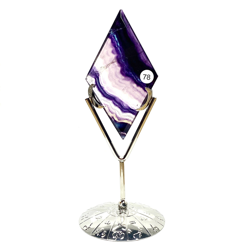 Fluorite Rhombus Mineral Crystal Polished Quartz Reiki Healing Gemstone Room Decoration