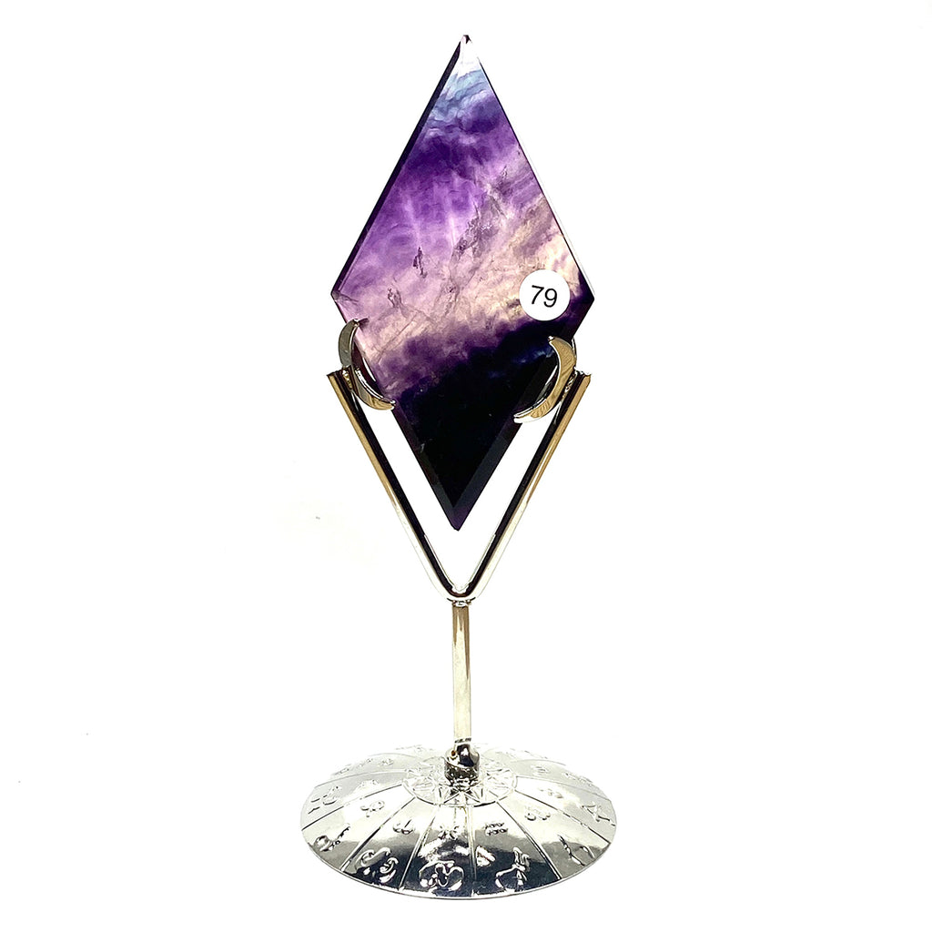 Fluorite Rhombus Mineral Crystal Polished Quartz Reiki Healing Gemstone Room Decoration