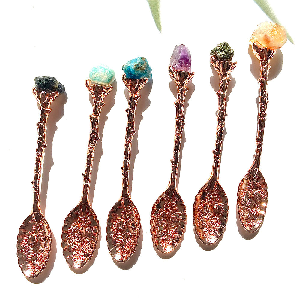 Natural Crystal Raw Stone Inlaid Spoon