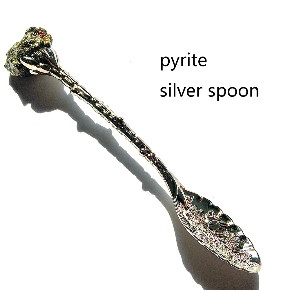 Natural Crystal Raw Stone Inlaid Spoon