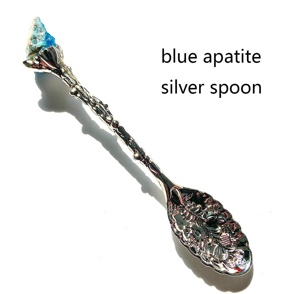 Natural Crystal Raw Stone Inlaid Spoon