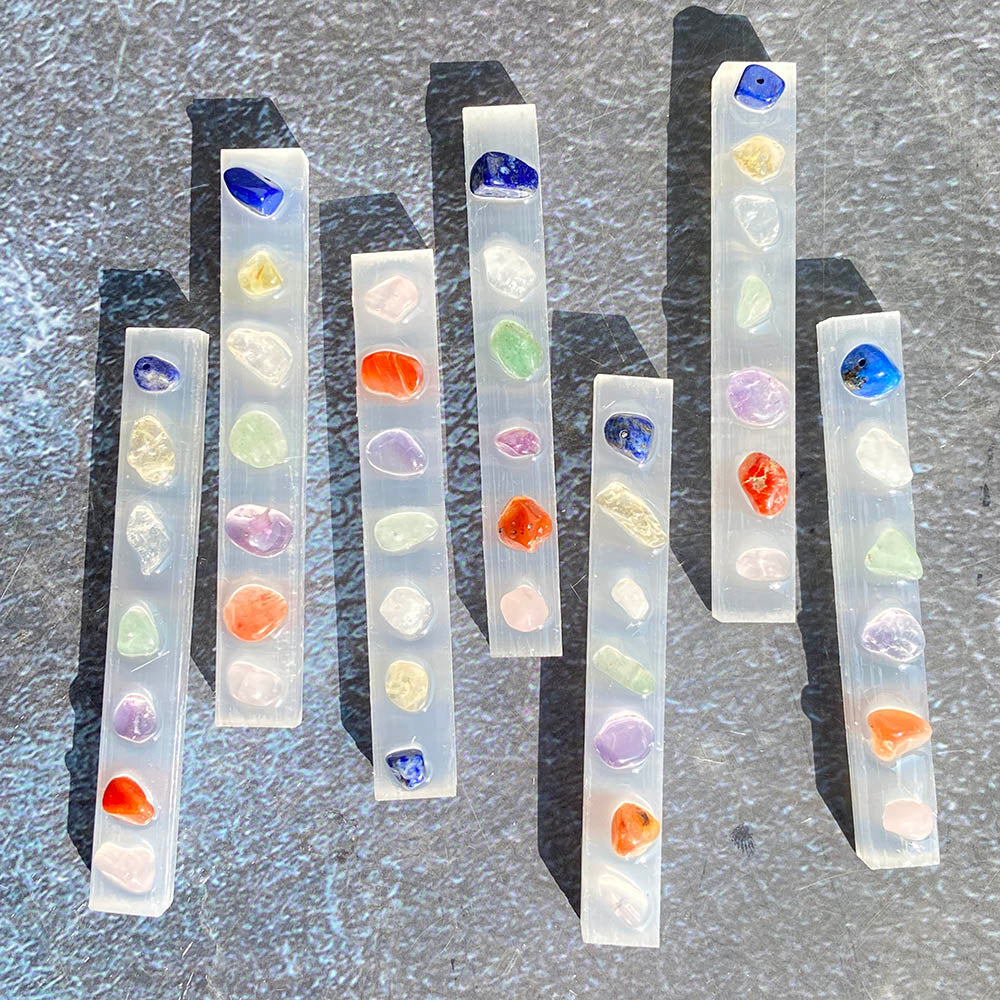 Crystal Seven Chakra Selenite Sticks