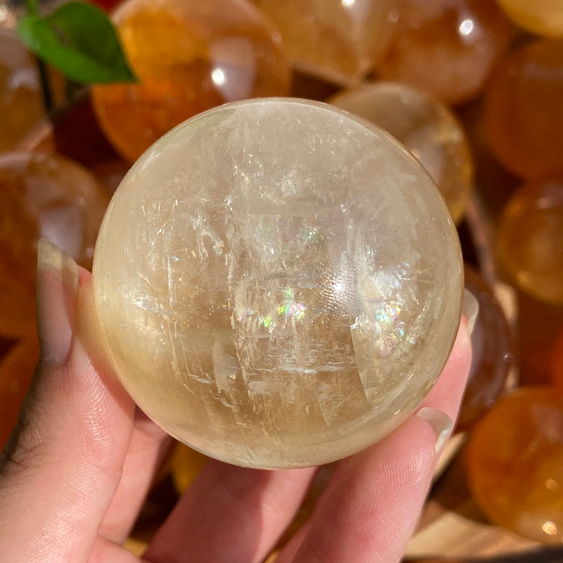 Natural Honey Calcite Spheres