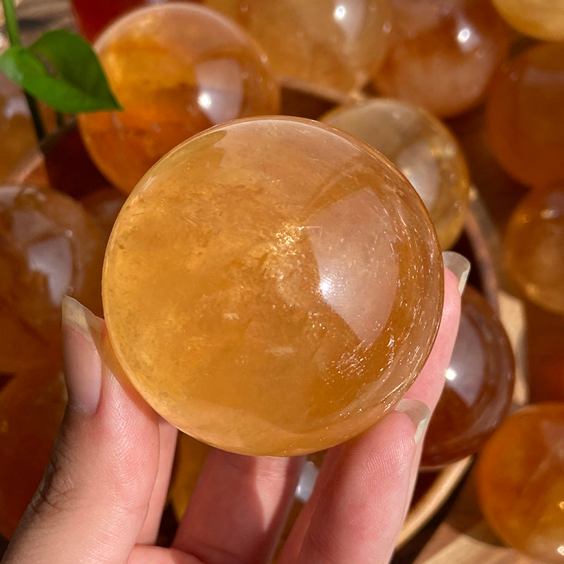 Natural Honey Calcite Spheres