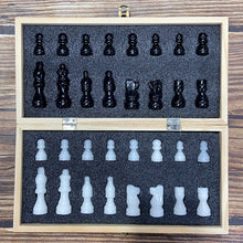 Load image into Gallery viewer, Crystal Chess Set Carvings Obsidian &amp; White Jade