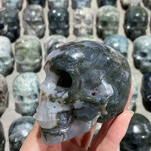 Load image into Gallery viewer, Natural Moss Agate Skulls Crystal Stone Carvings