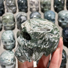 Load image into Gallery viewer, Natural Moss Agate Skulls Crystal Stone Carvings