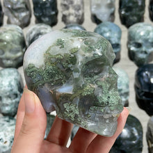 Load image into Gallery viewer, Natural Moss Agate Skulls Crystal Stone Carvings