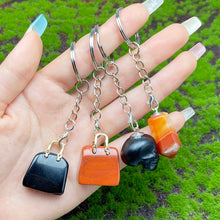 Load image into Gallery viewer, Different Styles Crystal Keychain (Red Jasper &amp; Obsidian &amp; Carnelian)