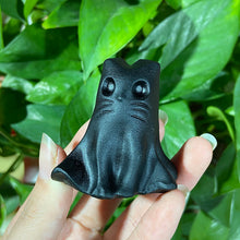 Load image into Gallery viewer, Black Obsidian Cat Carvings Crystal Cartoon Carvings Decorative Gift