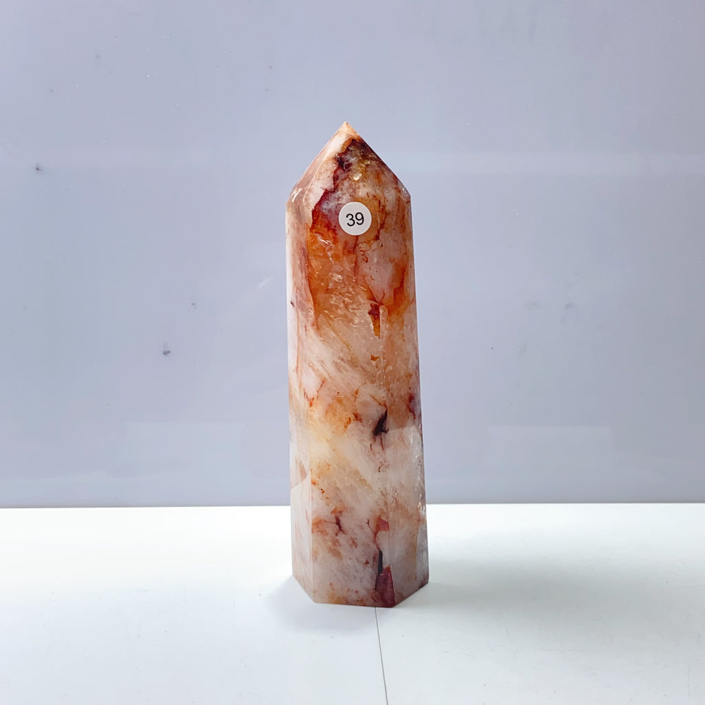 Large Fire Quartz Tower Reiki Crystal Healing Energy Polished Stone Home Decorations