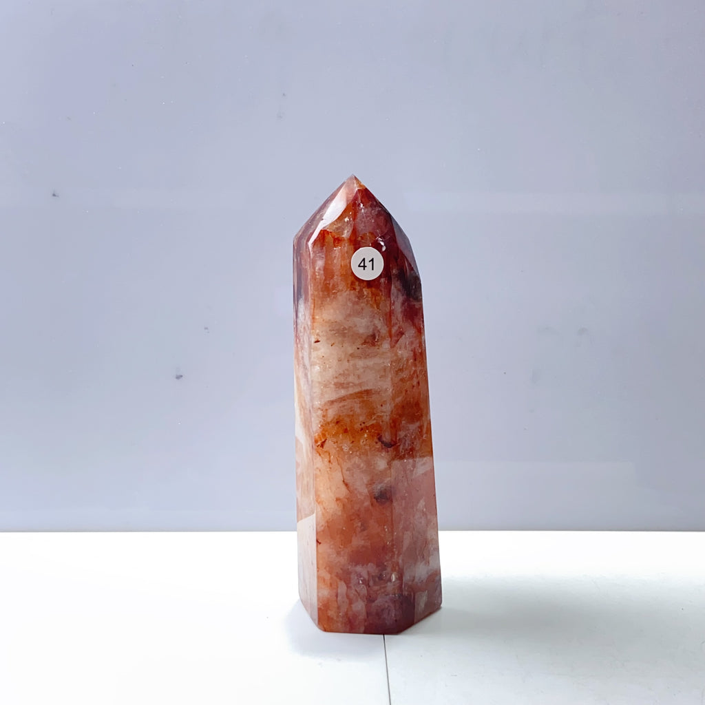 Large Fire Quartz Tower Reiki Crystal Healing Energy Polished Stone Home Decorations