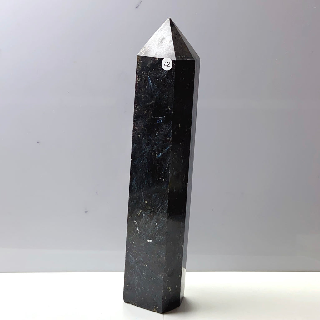 Astrophyllite Tower Reiki Crystal Healing Fireworks Energy Stone Ornament for Home Decor
