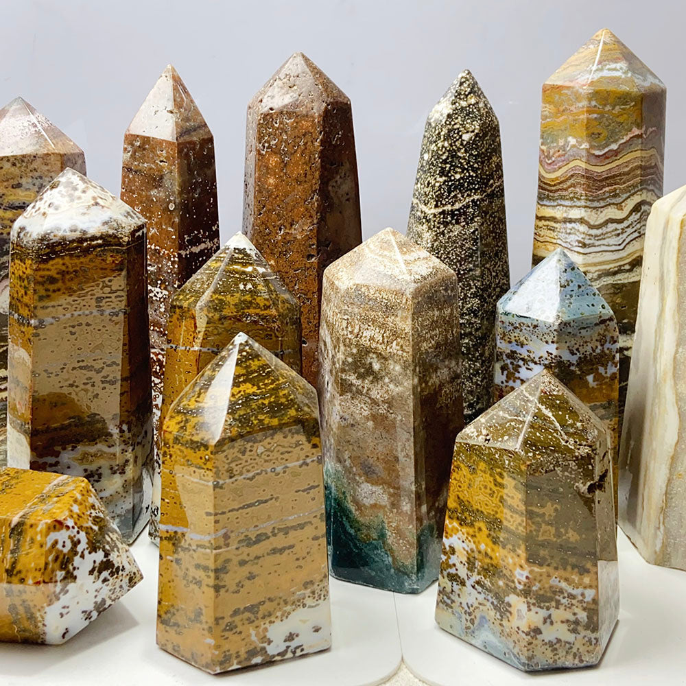 Desert Ocean Jasper Tower Gemstones Mineral Energy Reiki Home Decorations