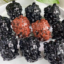 Load image into Gallery viewer, Mahogany Obsidian &amp; Obsidian Medusa Carvings