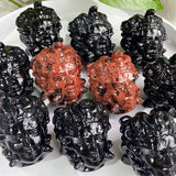 Mahogany Obsidian & Obsidian Medusa Carvings