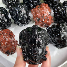 Load image into Gallery viewer, Mahogany Obsidian &amp; Obsidian Medusa Carvings