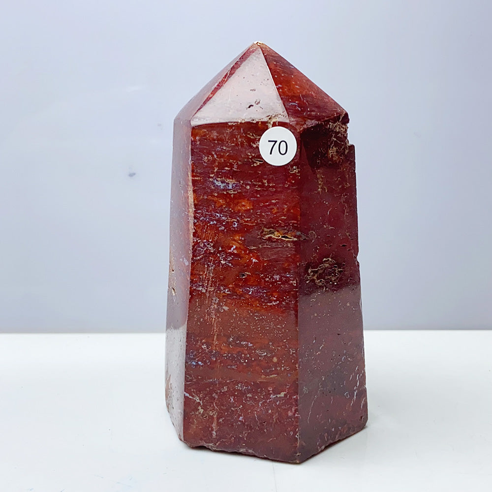 Red Ocean Jasper Point Tower Crystal Stone Ornament For Reiki Healing Garden Decorations