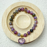 7mm Unicorn Beads With Amethyst Heart Pendant Bracelet For Valentine's Day Gift