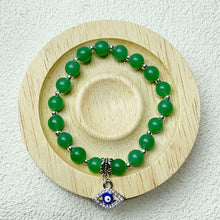 Load image into Gallery viewer, 8mm Green Aventurine Beads With Evil Eye Pendant Bracelet Crystal Healing Quartz Jewelry Gift