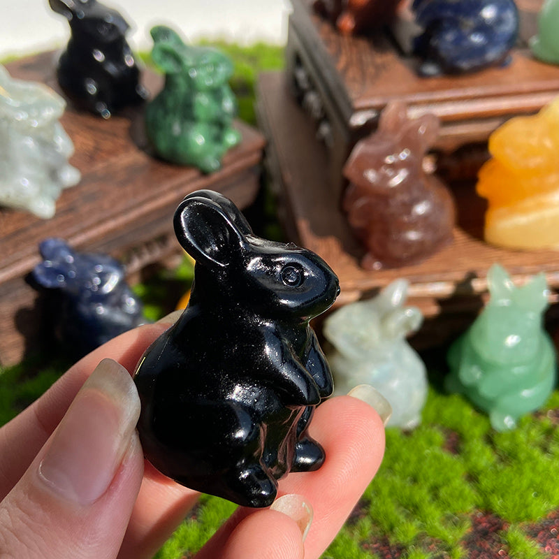 Crystal Rabbit Carvings Ornament Gemstone Decoration