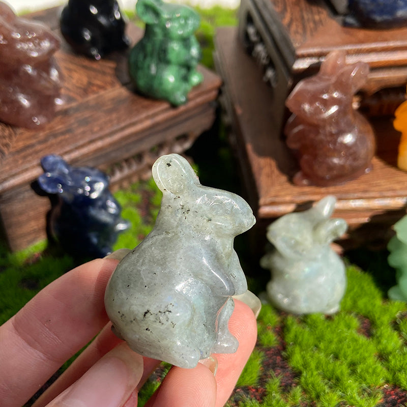 Crystal Rabbit Carvings Ornament Gemstone Decoration