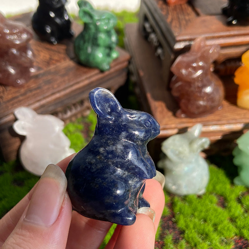 Crystal Rabbit Carvings Ornament Gemstone Decoration