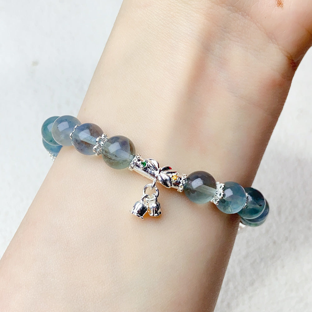8mm Blue Fluorite Beaded Bracelets Party Charm Fashion Jewelry For Girl's Gift