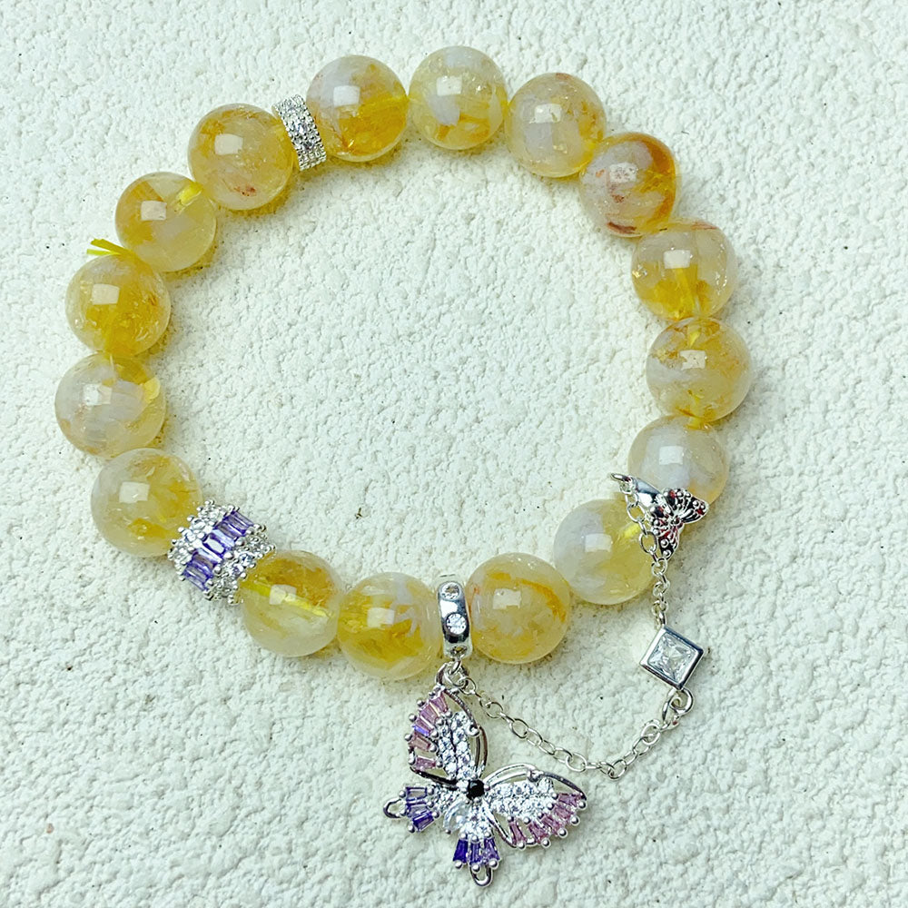 11mm Cloud Citrine Energy Beads Bracelets For Women Energy Healing Jewelry