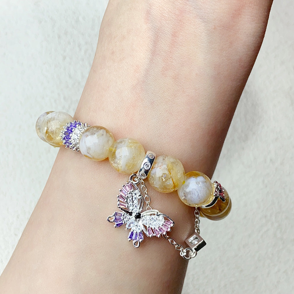 11mm Cloud Citrine Energy Beads Bracelets For Women Energy Healing Jewelry