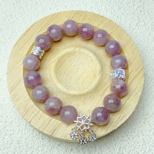 Load image into Gallery viewer, 11mm Lavender Rose Quartz Bracelet With Snowflake Pendant Charm Bracelets Jewelry Gift