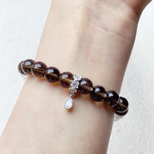 Load image into Gallery viewer, 8MM Smoky Quartz With Cracked Clear Quartz Crystal Bracelet For Women Pulsera