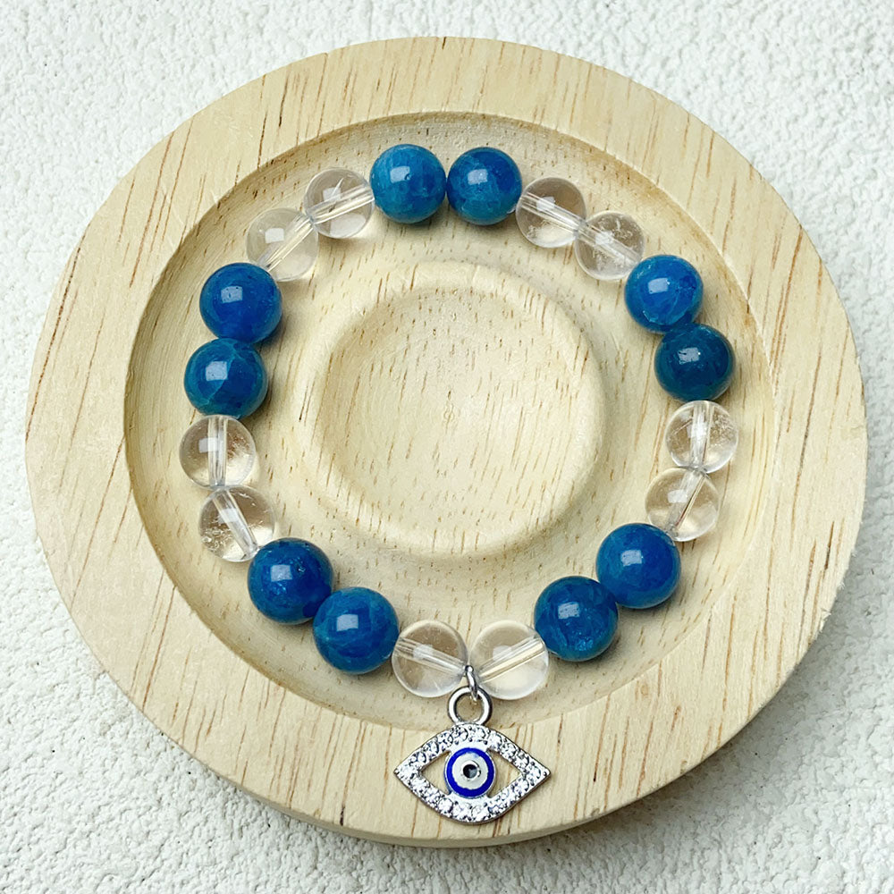 8mm Clear Quartz And Blue Apatite Temperament Bracelet For Women Jewellry Gift