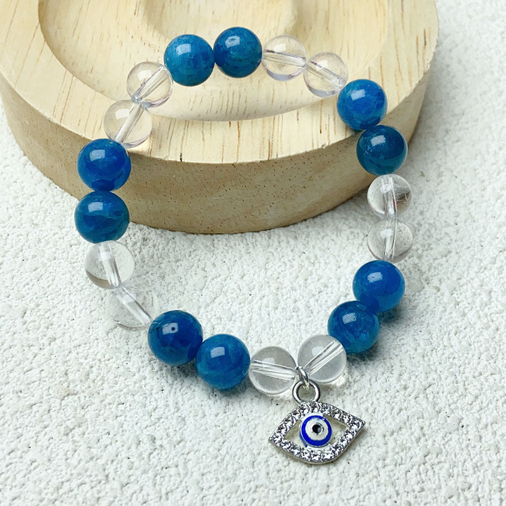 8mm Clear Quartz And Blue Apatite Temperament Bracelet For Women Jewellry Gift