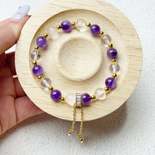 Load image into Gallery viewer, 8MM Amethyst And Clear Quartz Bracelet For Women Girls Fashion Jewelry Gifts