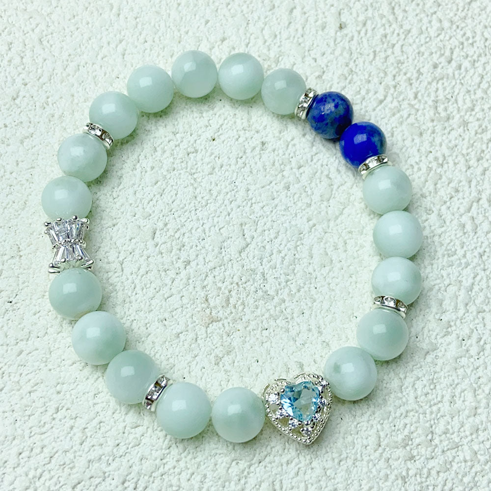 8mm Green Angelite Bracelet For Women Sweet Reiki Healing Strand Bangle Jewelry Gift