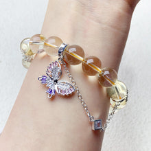 Load image into Gallery viewer, 10mm Citrine Bracelet With Amethyst Beads Chain Elastic Bangle Female Fashion Party Jewelry