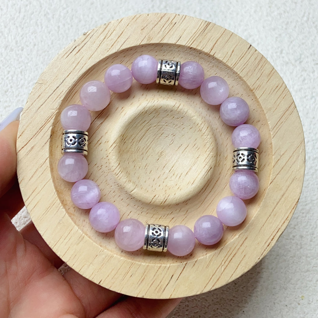 9mm Kunzite Bracelets Reiki Crystal Healing Gemstone Girl Party Wedding Jewelry Gifts