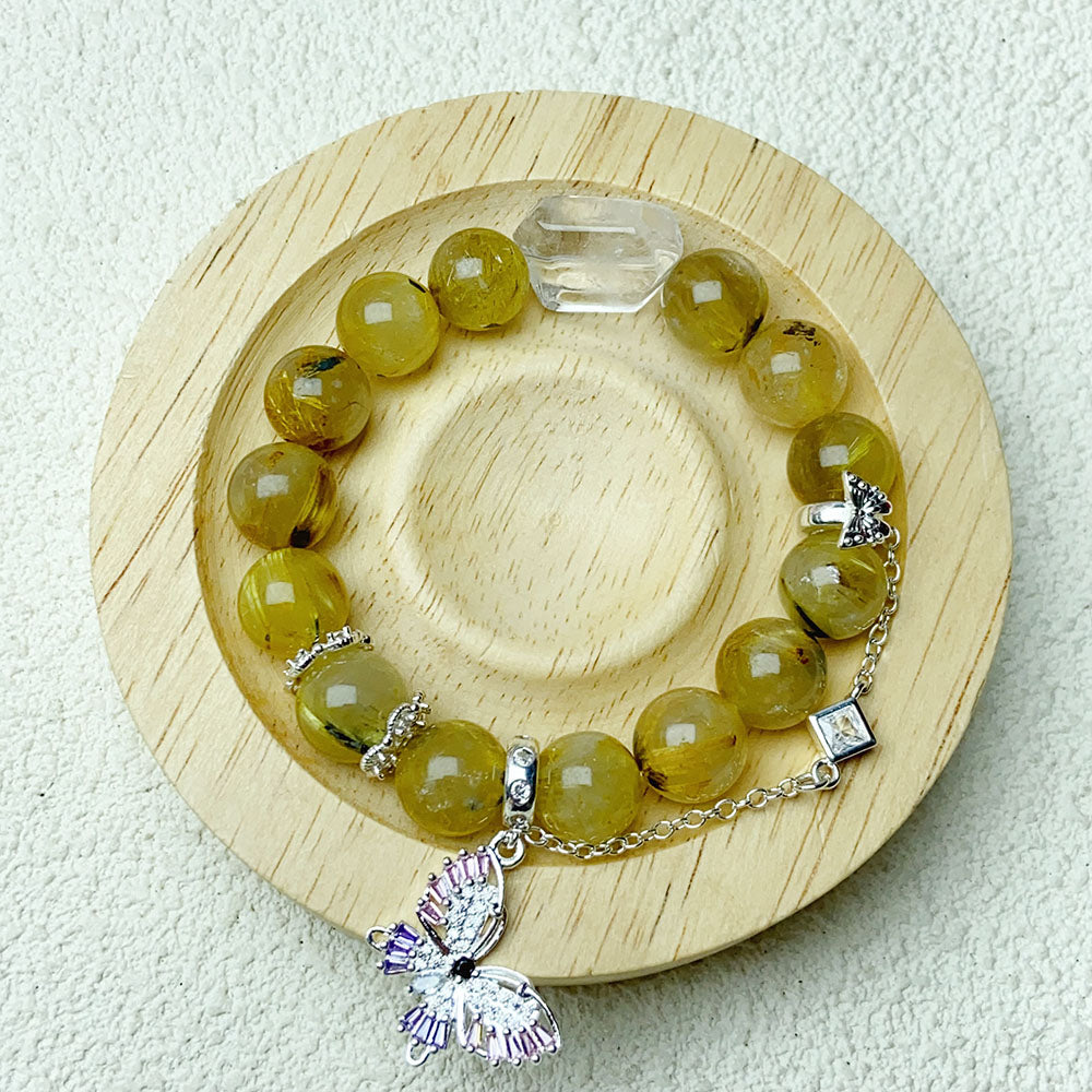 10mm Rutilated Quartz Bracelet For Women's Jewelry Bangles Gift